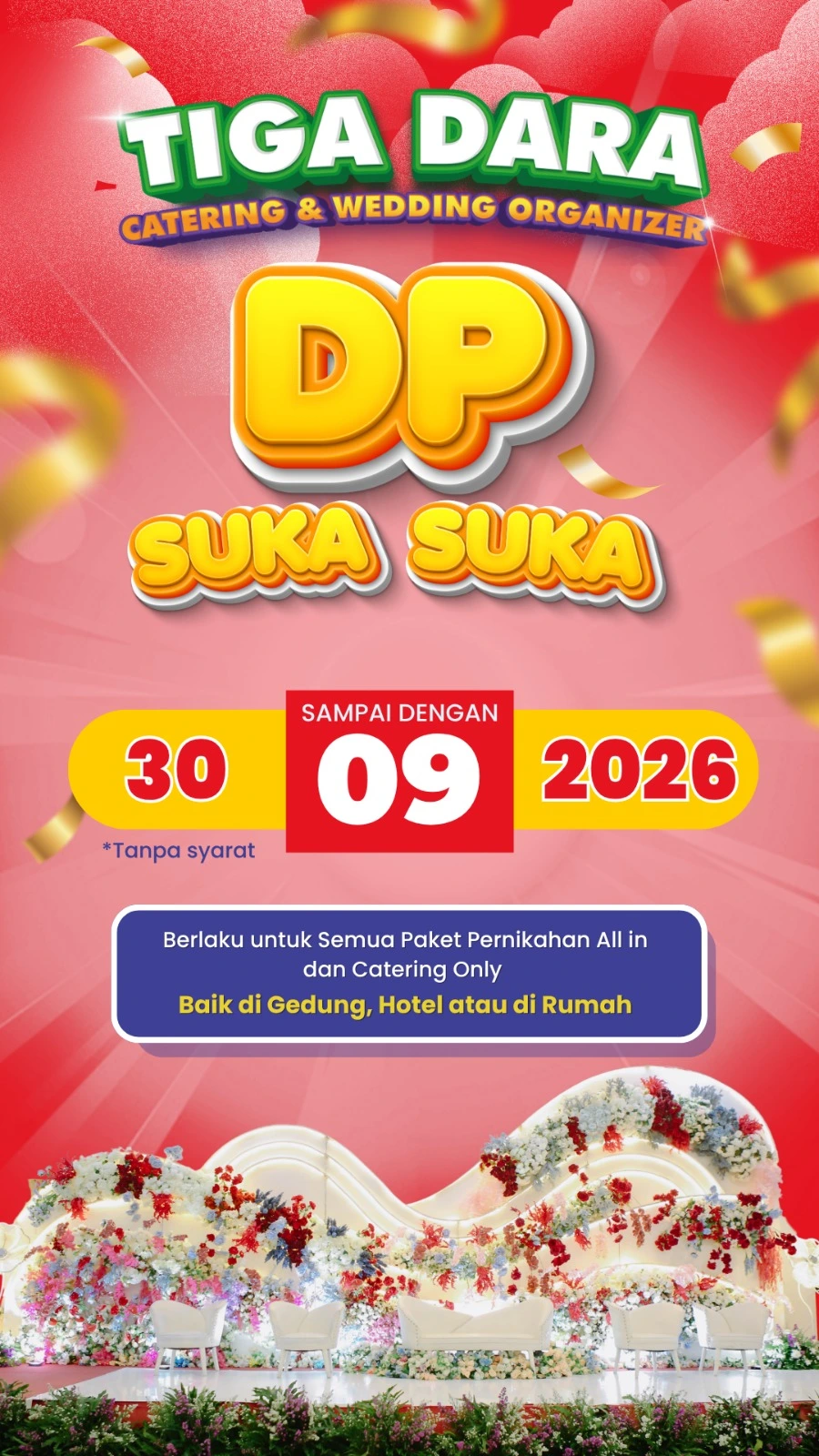 Promo DP Suka Suka Tiga Dara Catering di September 2026